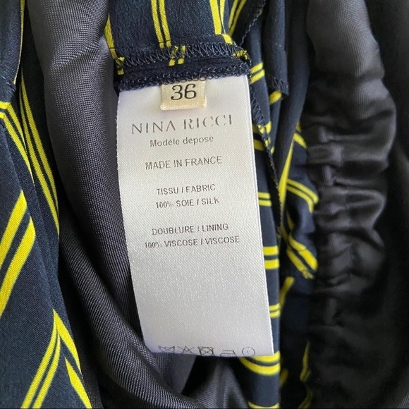 Nina Ricci Silk Striped Asymmetric Midi sleeveless Dress Size 36 US 4-6 - Picture 10 of 12